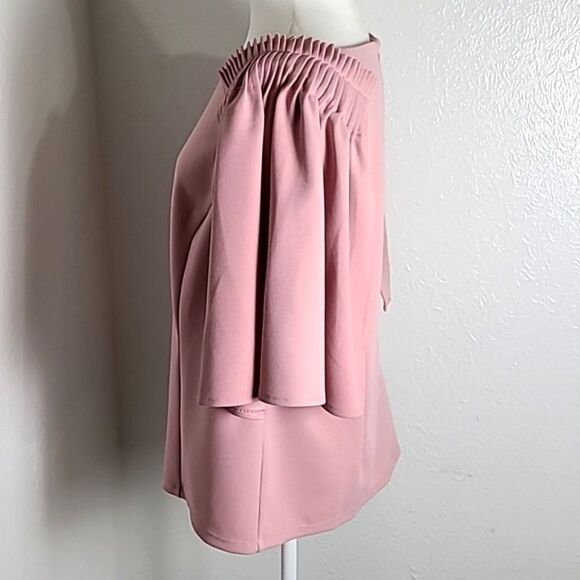 Midnight Velvet Pink Sleeveless Top with Cape Sleeves, Princess Seams, Size XL - Picture 7 of 10